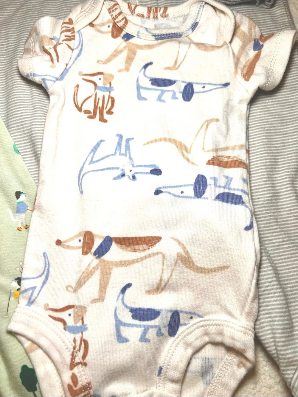 4 Piece Bundle Baby BOY Footed One-Piece Sleepers 0-3 Months and Newborn Onsie